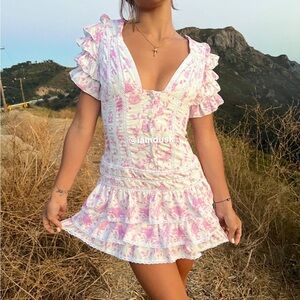Pretty preppy corset dress | pink & white | Small